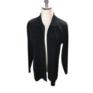Misook Cardigan Women's Size XS Petite Black Collar Neckline